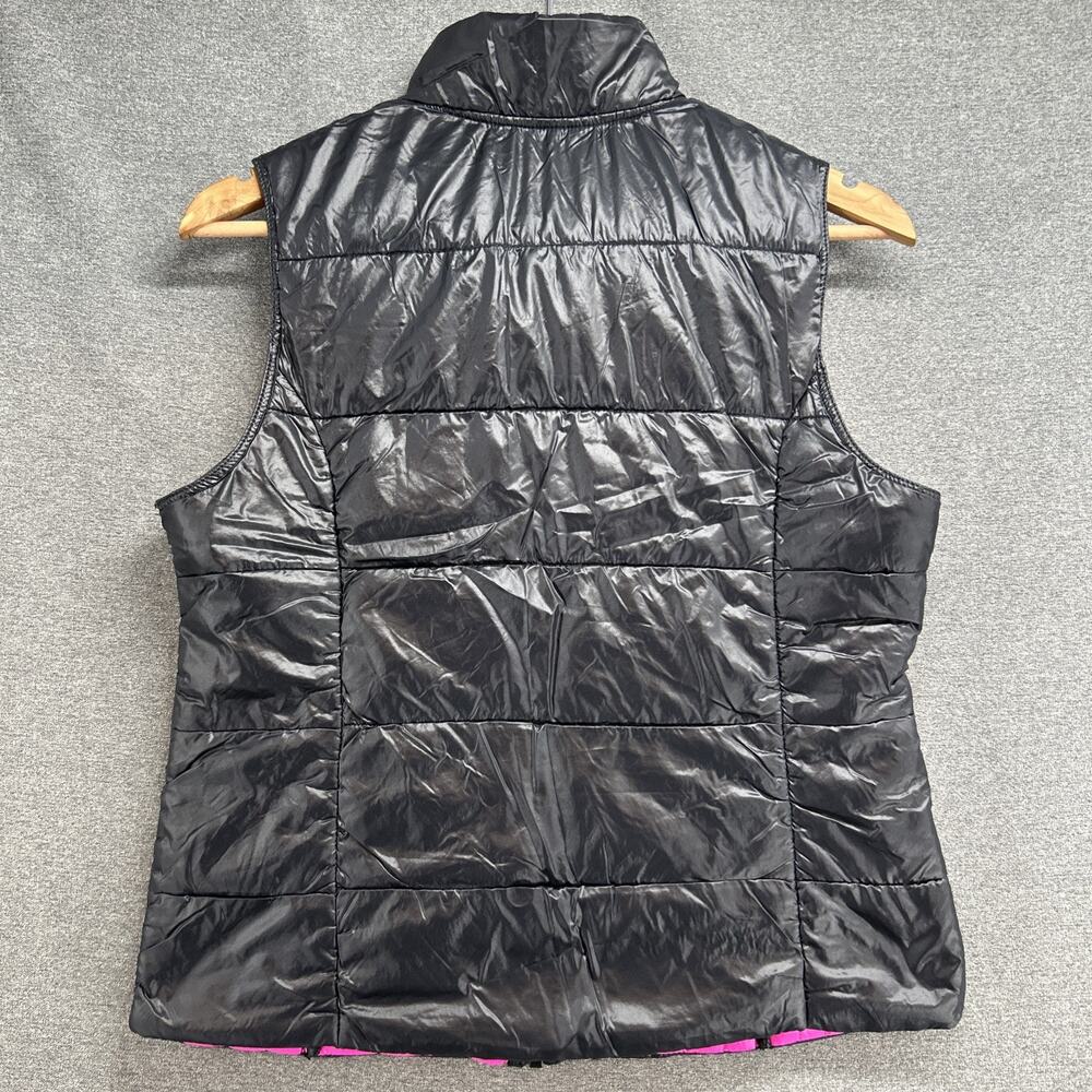 JENNI by Jennifer Moore Black Puffer Vest Large Pink Lining Full Zip Lightweight - Picture 4 of 4